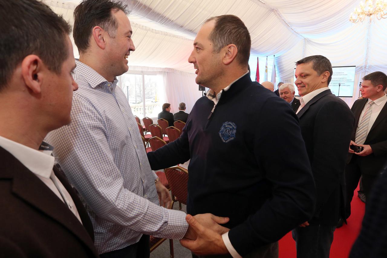 28.01.2014., hotel Regent Esplanade, Zagreb - Potpredsjednik Vlade Ruske Federacije Arkady Dvorkovich proglasen je ambasadorom Sportskih igara mladih. Slavko Goluza i Igor Stimac.  Photo: Robert Anic/PIXSELL