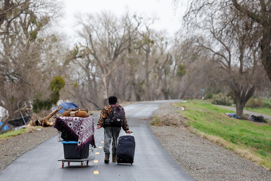 American River, which is swollen by stormwater, in Sacramento