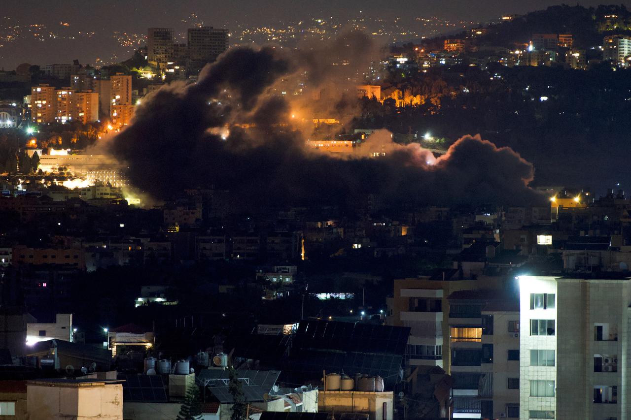 Smoke billows over Choueifat after an Israeli strike