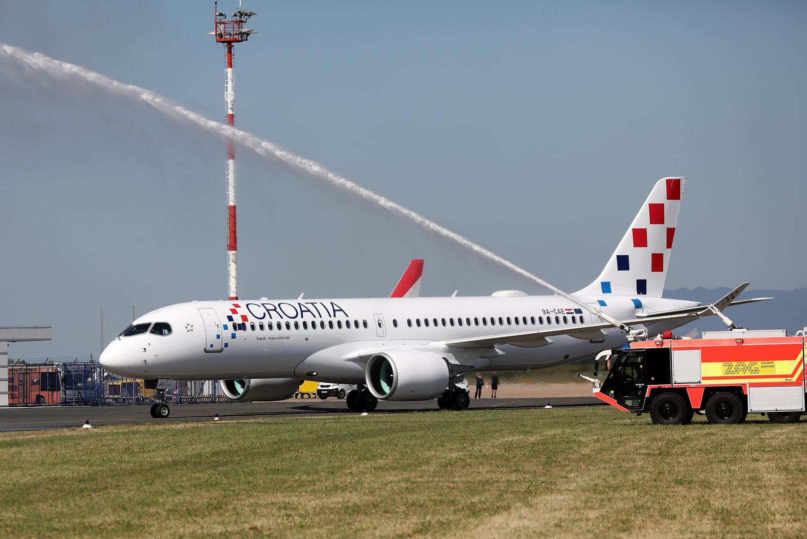 30.07.2024.,Zagreb - Docek prvog novog zrakoplova Airbus A220, cime sluzbeno pocinje cjelokupna obnova flote hrvatskog nacionalnog avioprijevoznika Photo: Zeljko Hladika/PIXSELL