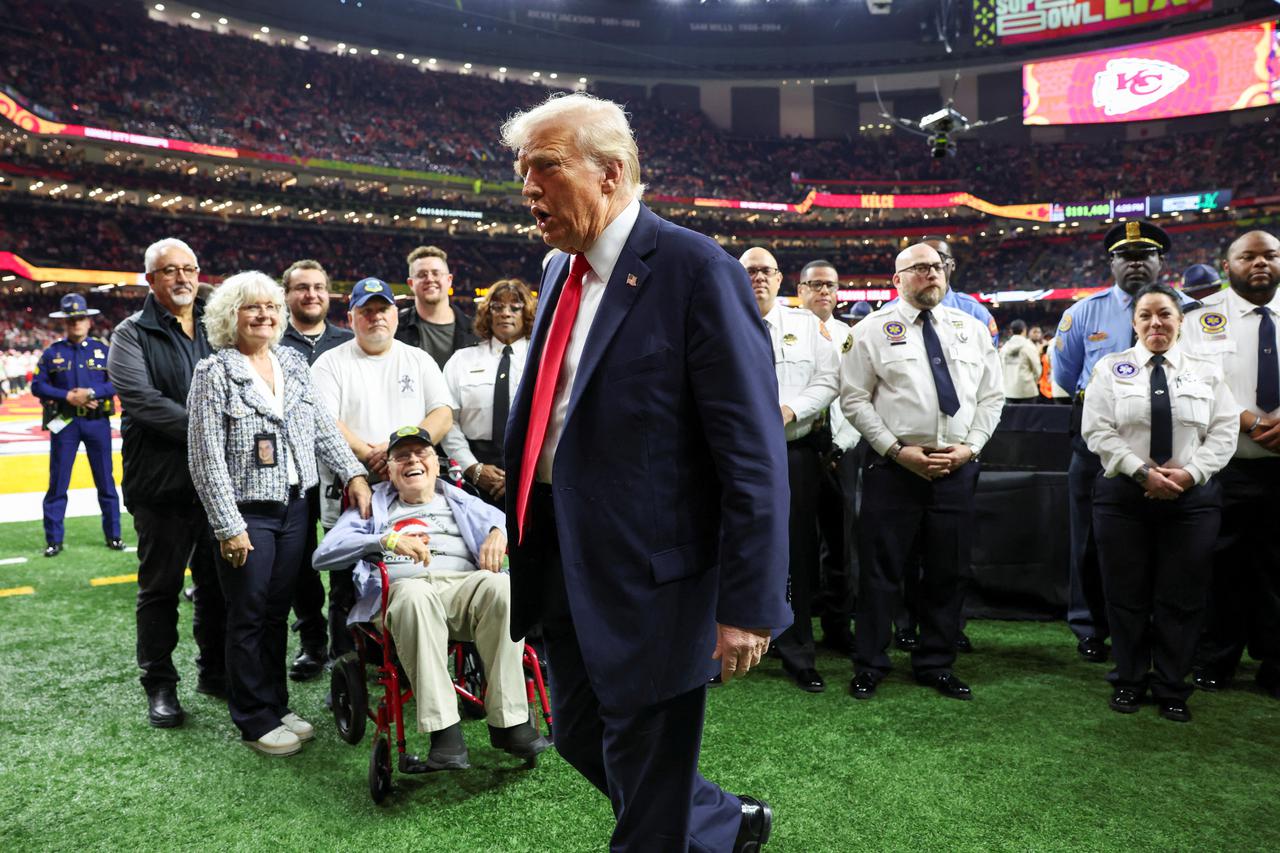 U.S. President Donald Trump attends the Super Bowl LIX in New Orleans