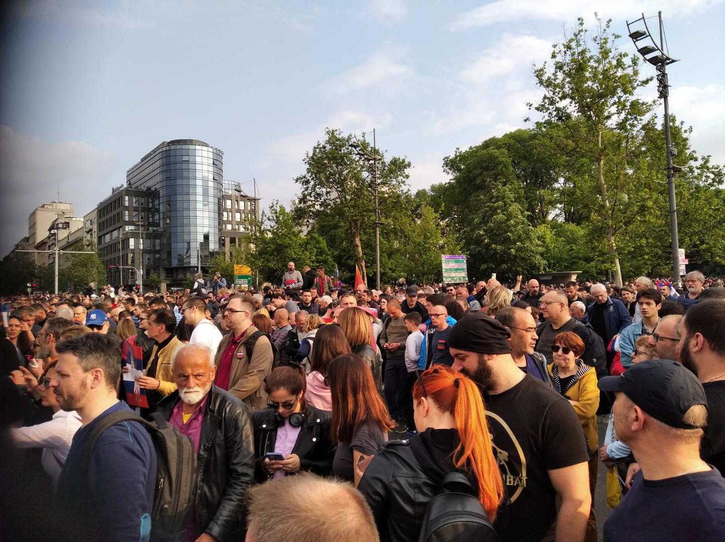 19, May, 2023, Belgrade - In front of the House of the National Assembly, the third protest called "Serbia against violence" started, organized by a part of the pro-European opposition parties..    

19, maj, 2023, Beograd  - Ispred Doma narodne skupstine poceo je treci protest pod nazivom "Srbija protiv nasilja" u organizaciji dela proevropskih opozicionih stranaka.     Photo: Milos Tesic/ATAImages/PIXSELL