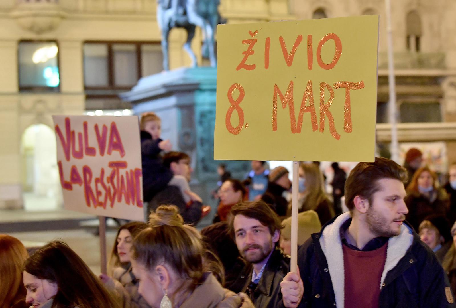 08.03.2022., Zagreb - Sestu godinu zaredom u Zagrebu se odrzava prosvjedni mars pod parolom "Danas mars, sutra strajk". Photo: Marko Lukunic/PIXSELL