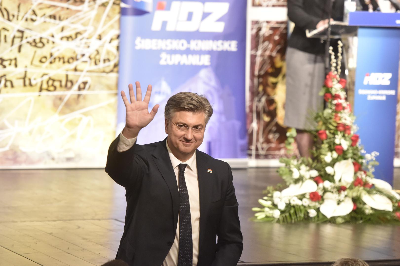 09.03.2024., Sibenik - Premijer i predsjednik stranke Andrej Plenkovic sudjelovao je na svecanom obiljezavanju 34.obljetnice HDZ-a Sibensko-kninske zupanije i grada Sibenika.  Photo: Hrvoje Jelavic/PIXSELL