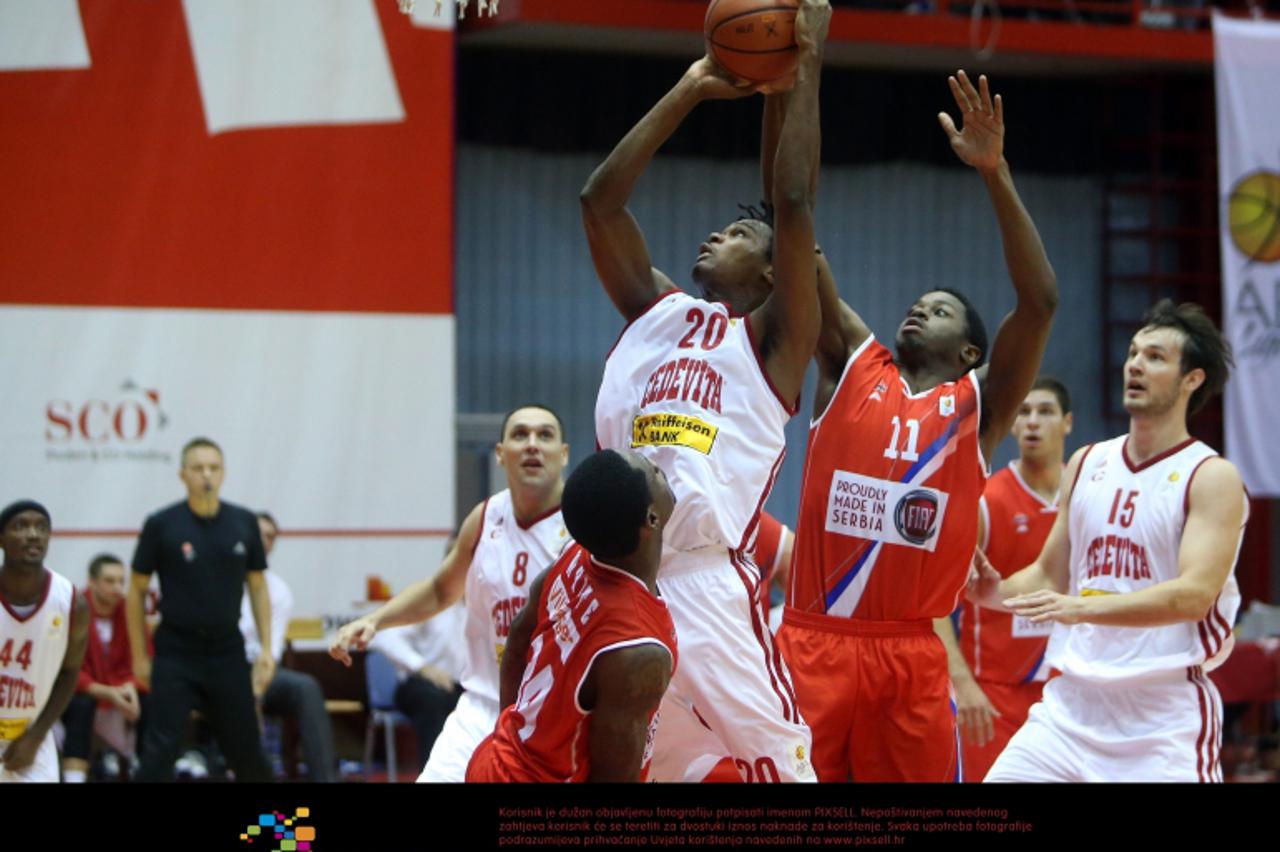 '03.10.2012., Zagreb - Dom sportova, 2. kolo ABA lige, KK Cedevita - KK Radnicki. Predrag Suput, Mickael, Gelabale, Matthew Amaning, Miro Bilan. Photo: Dalibor Urukalovic/PIXSELL'