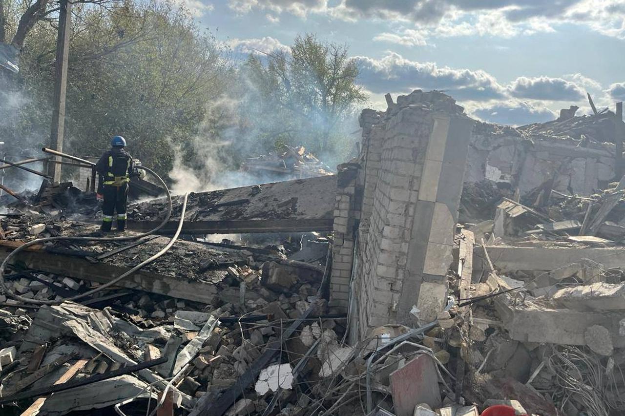 Aftermath of a Russian military strike in Kharkiv region