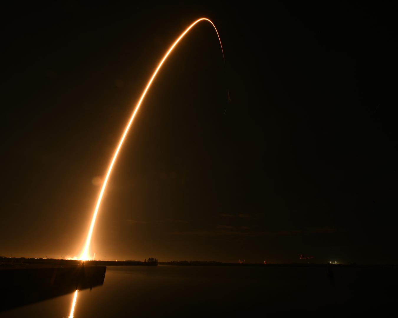 A SpaceX Falcon 9 rocket launches the Intuitive Machines' IM-1 as part of NASA's Commercial Lunar Payload Services Program at 1:05 AM from Launch Complex 39A at the Kennedy Space Center, Florida on Thursday February 15, 2024. The spacecraft is planned to land on the moon's surface with a number of scientific payloads. .Photo by Joe Marino/UPI Photo via Newscom Photo: Joe Marino/NEWSCOM