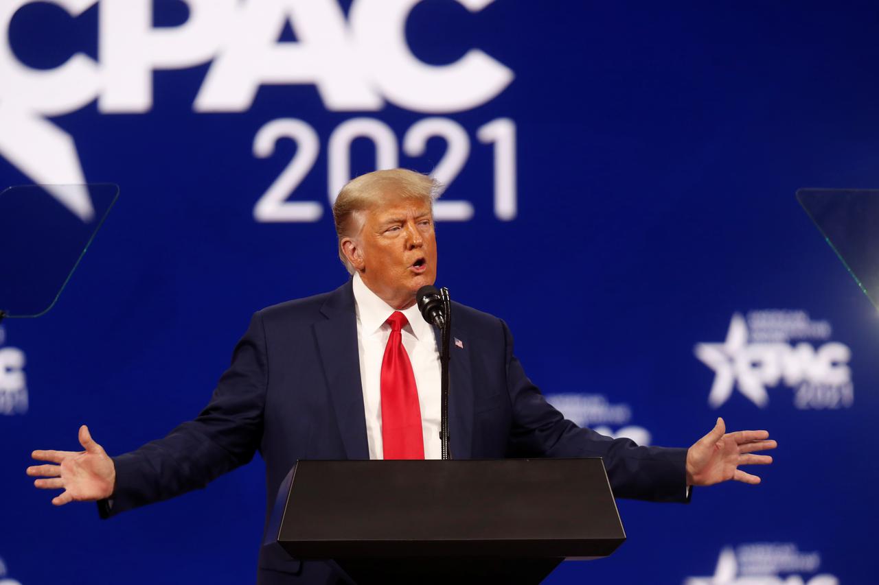 Former U.S. President Donald Trump speaks at the Conservative Political Action Conference in Orlando