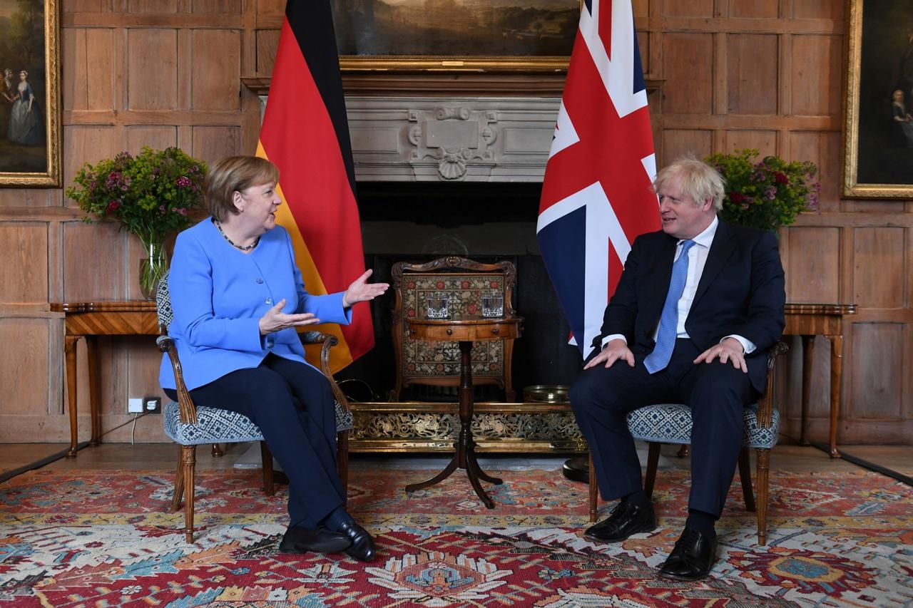 German Chancellor Angela Merkel meets with Britain's PM Boris Johnson at Chequers