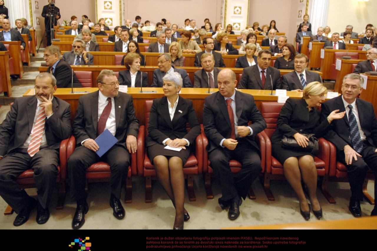 '06.10.2009.,Zagreb - Svecana sjednica sabora RH i dodjela drzavnih nagrada znanstvenicima.Vladimir Seks,Jadranka Kosor,Mladen Bajic,Jasna Omejec Photo:Davor Visnjic/Vecernji list  '