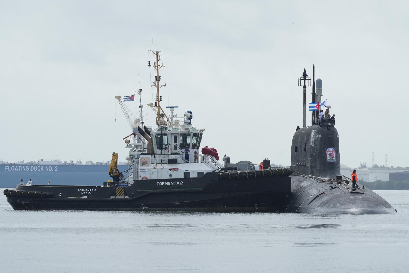 A tug boat manoeuvres Russian nuclear-powered cruise missile submarine Kazan as it docks in Havana’s bay, Cuba, June 12, 2024. REUTERS/Alexandre Meneghini Photo: ALEXANDRE MENEGHINI/REUTERS