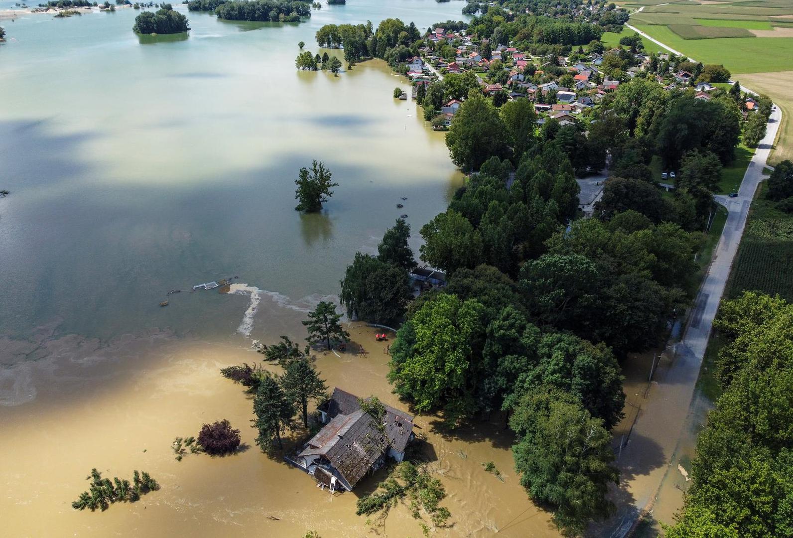 08.08.2023., Koprivnica - Zracna fotografija kuce kod Soderica koju je odnijela bujica zbog velikih poplava. Photo: Igor Soban/PIXSELL