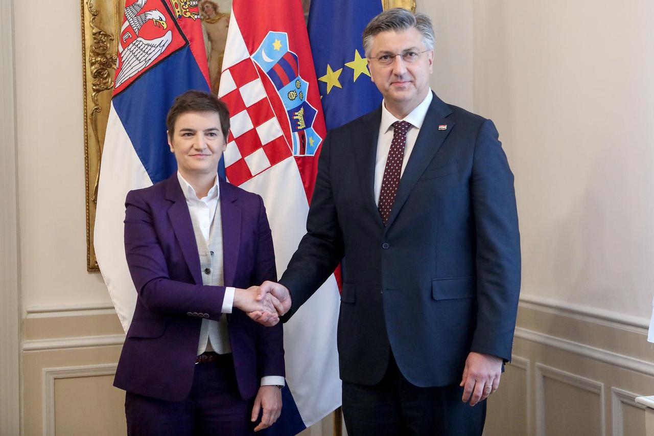 Zagreb: Premijer Plenković sastao se sa srpskom premijerkom Anom  Brnabić u Banskim dvorima