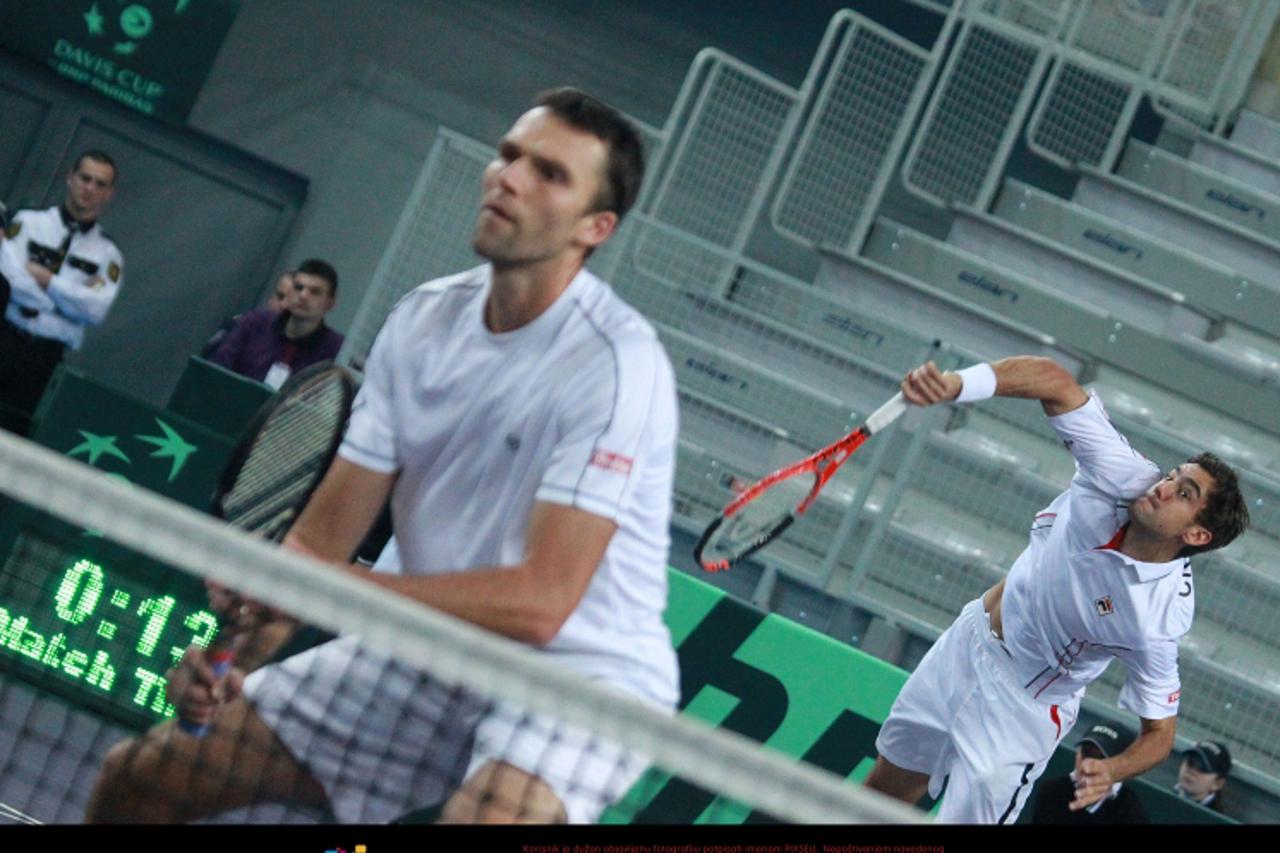 '06.03.2010. Varazdin - Gradska sportska dvorana, 1 kolo Svjetske skupine Davis Cupa, Hrvatska - Ekvador. Marin Cilic, Ivo Karlovic - Giovannio Lapentti, Nicolas Lapentti. Photo: Luka Klun/PIXSELL'