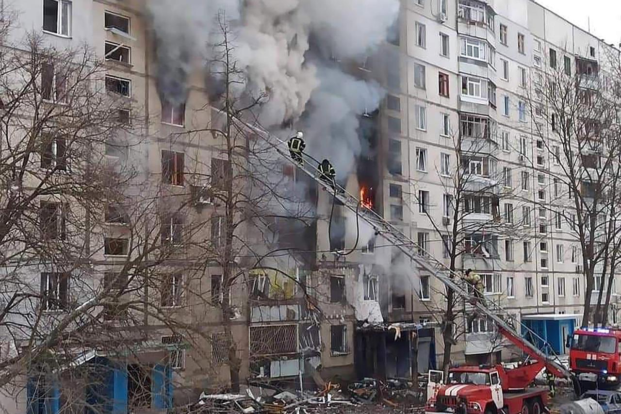 Debris of Residential Buildings Damaged by Russian Shelling 