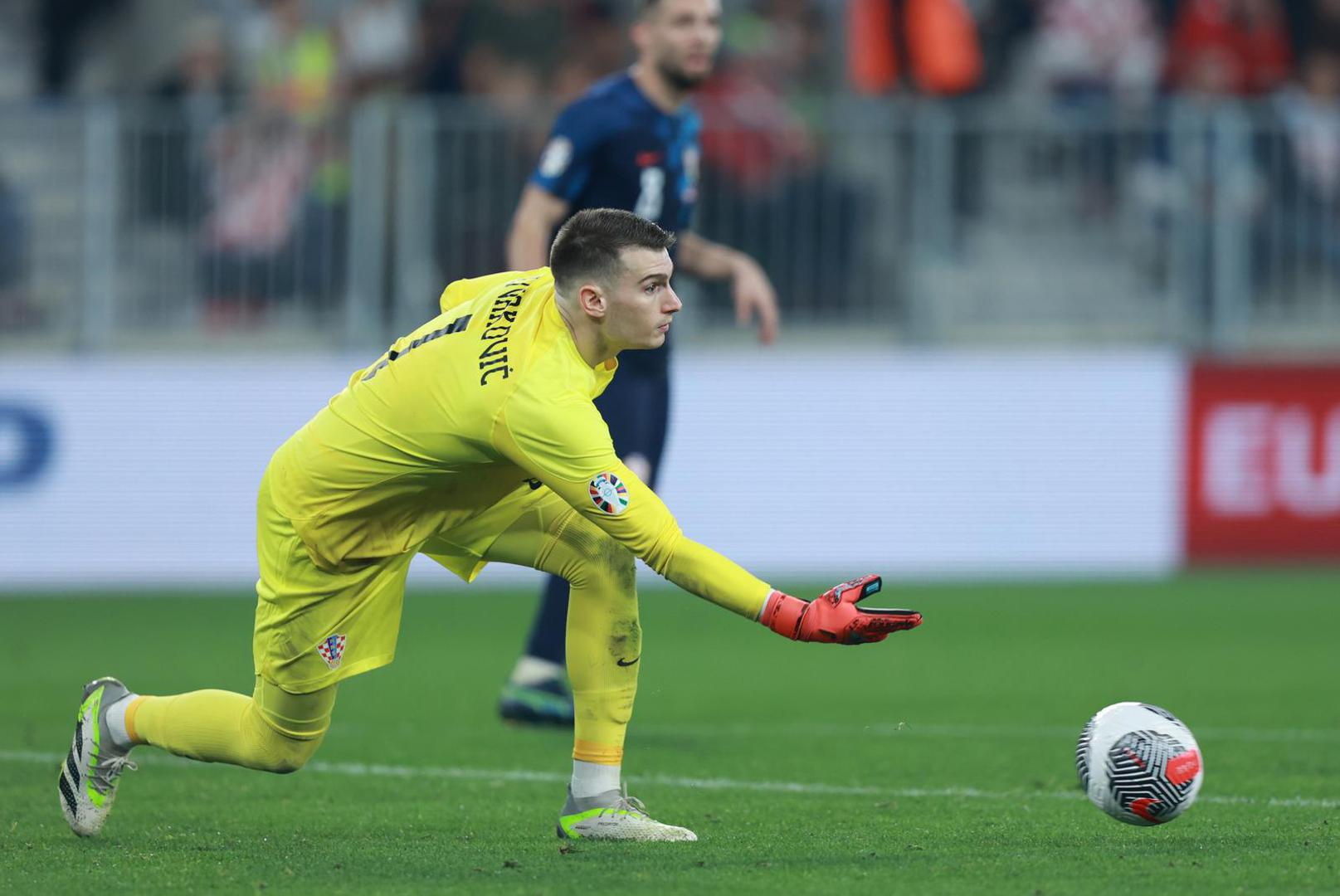 12.10.2023., Opus Arena, Osijek - Kvalifikacije za UEFA Europsko prvenstvo 2024., skupina D, 7. kolo, Hrvatska - Turska. Dominik Livakovic Photo: Davor Javorovic/PIXSELL