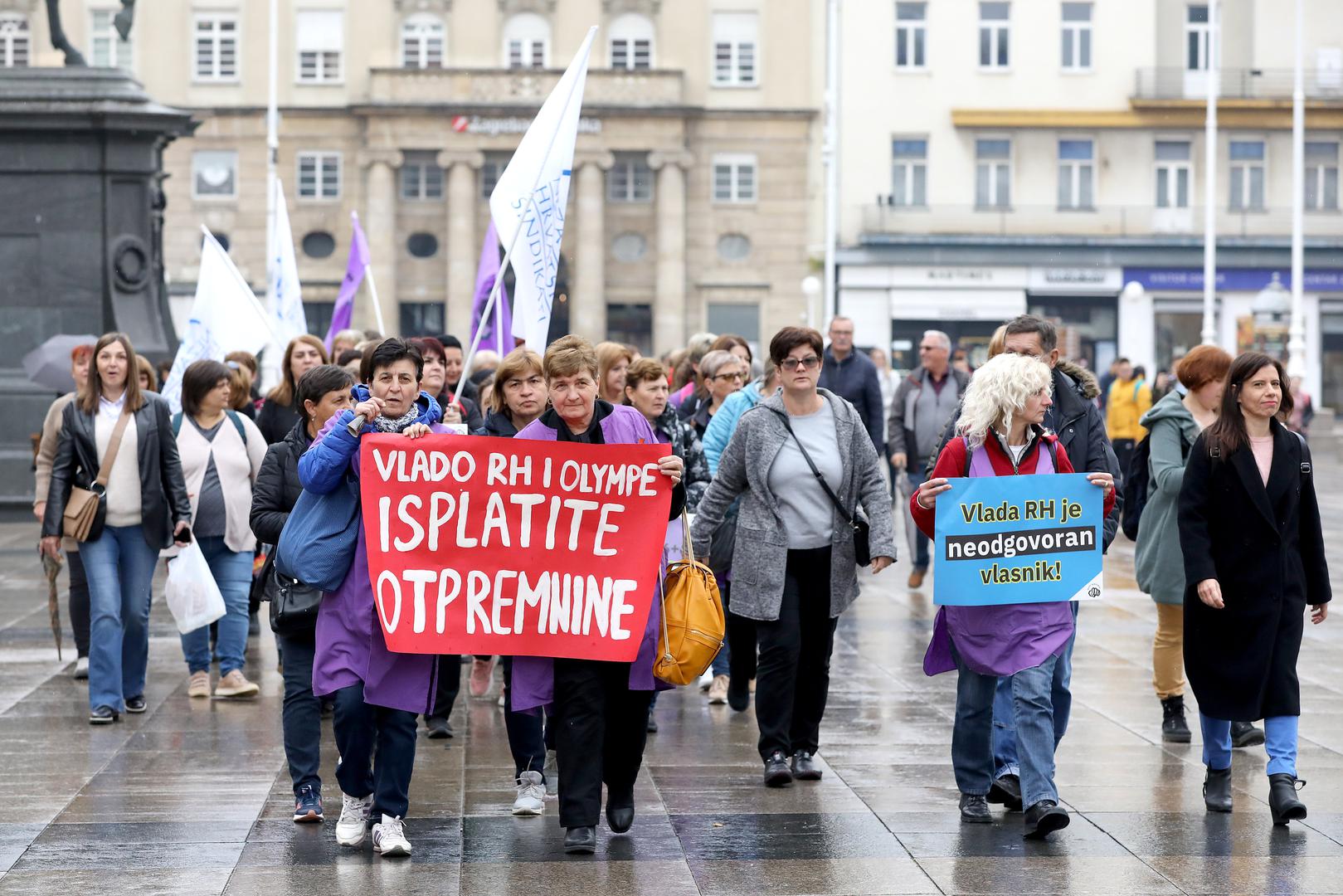 10.11.2022., Zagreb - Radnice Orljave nakon okupljanja na Trgu bana Jelacica krecu na provjed ispred Banskih dvora.  Photo: Patrik Macek/PIXSELL