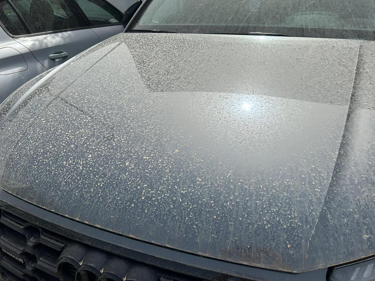 Poprilično veliki ostaci čestica pijeska najbolje se vide na automobilima