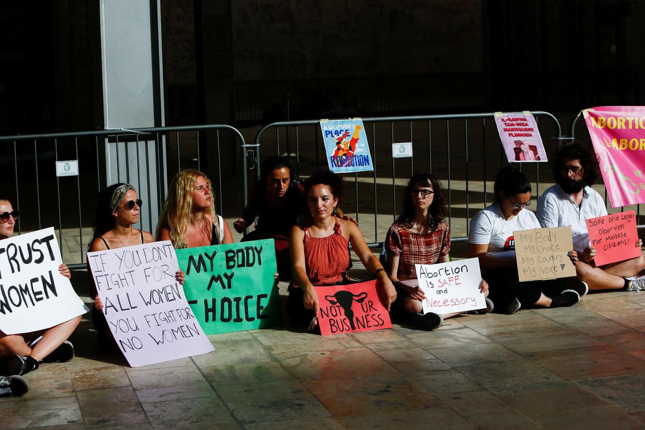 Demonstration against Malta's total ban on abortion outside Parliament House in Valletta