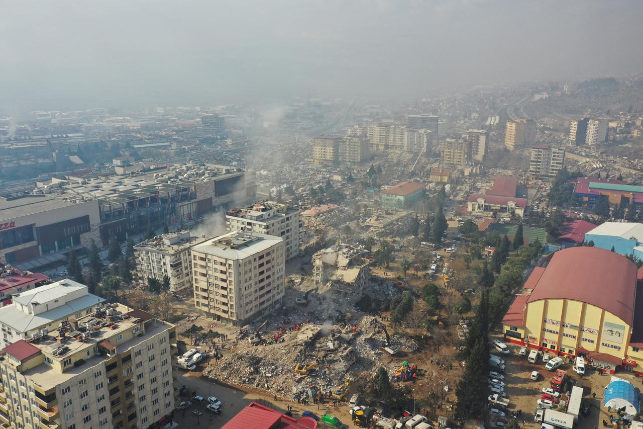 A view of the destruction following the earthquake in the town of Kahramanmaras