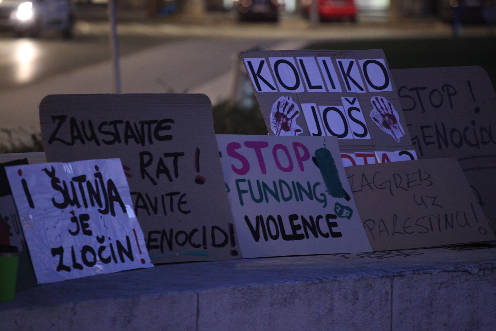 13.1.2024., Trg zrtava fasizma, Zagreb - U sklopu medjunarodnog dana akcije za trajni prekid vatre u Pojasu Gaze, na Trgu zrtava fasizma organiziran je skup pod nazivom “Zivot, sloboda, pravda - mars za Palestinu”. Photo: Luka Batelic/PIXSELL