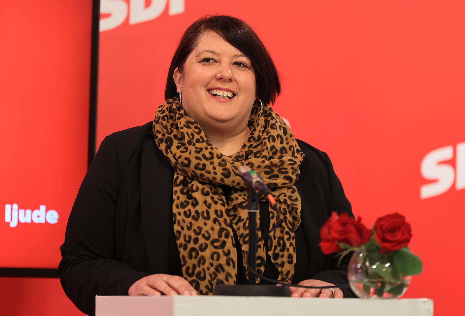 10.05.2024., SDP, Zagreb - Predstavljanje liste za Europski parlament. Listu je predstavila Biljana Borzan, potpredsjednica SDP-a i prva na listi. Predsjednik SDP-a Pedja Grbin uvodno se obratio okupljenima. Photo: Marko Prpic/PIXSELL