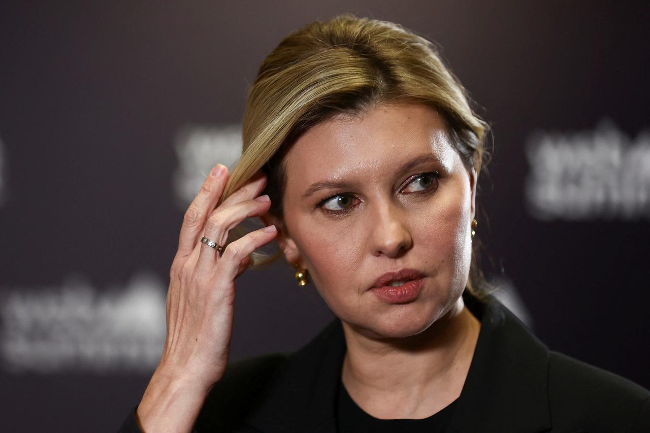 Ukraine's first lady, Olena Zelenska, gives an interview to Reuters at the Web Summit in Lisbon