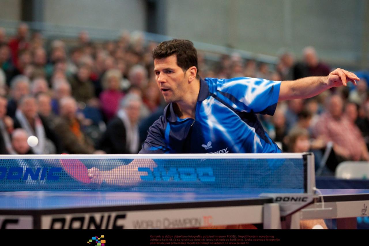 '16.01.2010, Joachim Deckarm Halle, Saarbrcken, GER, Energis Masters 2010, im Bild Zoran Primorac (HRV) im SPiel gegen Waldner (SWE),  Foto: nph ( nordphoto ) / A. Neis'