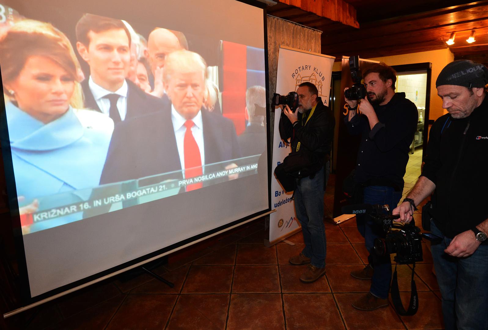 20.01.2017. , Sevnica, Slovenija -  Gledanje inaguracije Donalda Trumpa u mjestu od kuda je porijeklom Melanija Trump.U restoranu Dolinsek Rotary klub Sevnica organizirao je domjenak. Photo: Marko Prpic/PIXSELL 