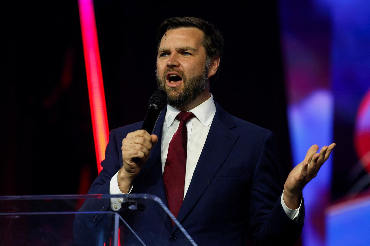 Senator JD Vance (R-OH) speaks at an event held by the national conservative political movement, 'Turning Point' in Detroit