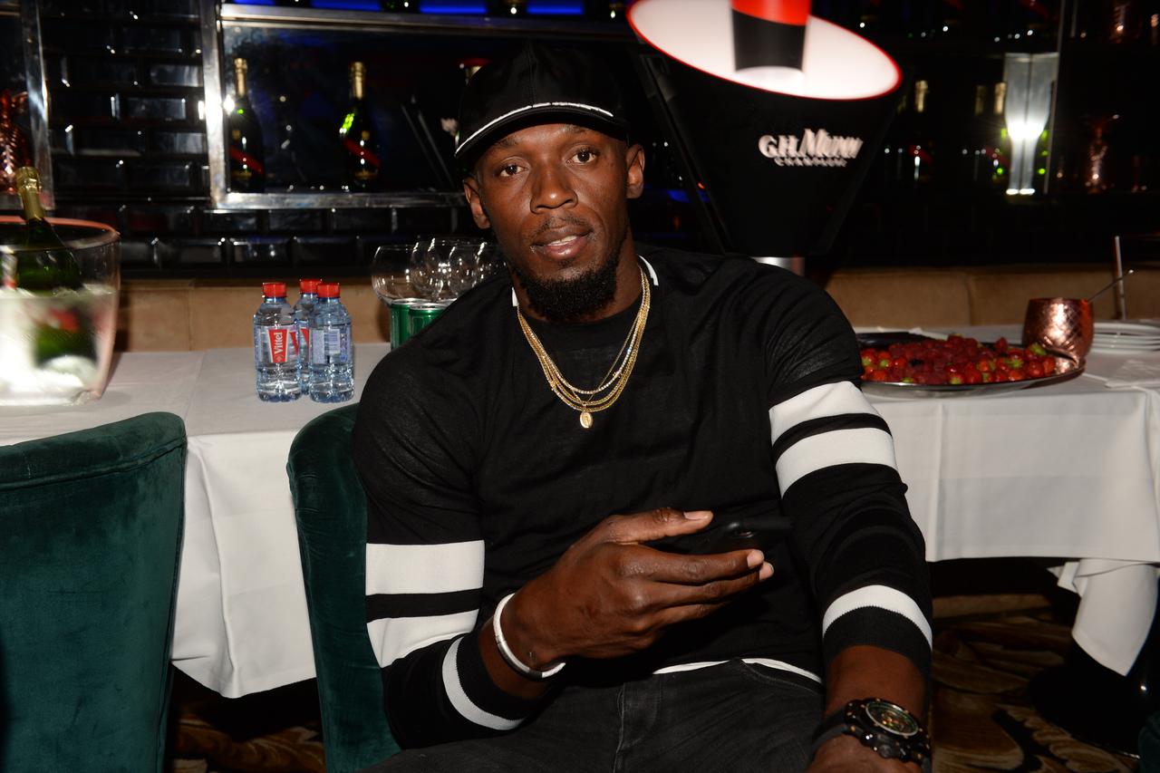 Exclusif - Le champion Usain Bolt au restaurant La Gioia au VIP Room à Paris