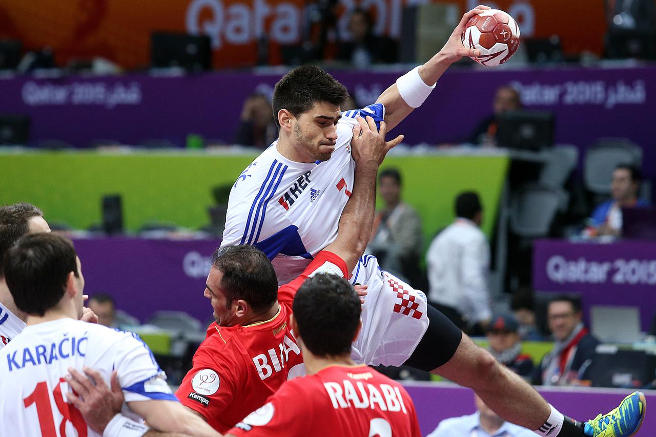 19.01.2015., Duhail Handball Sports Hall, Doha, Katar - 24. svjetsko rukometno prvenstvo, 3. kolo, grupa B, Hrvatska - Iran. Luka Stepancic.  Photo: Goran Stanzl/PIXSELL