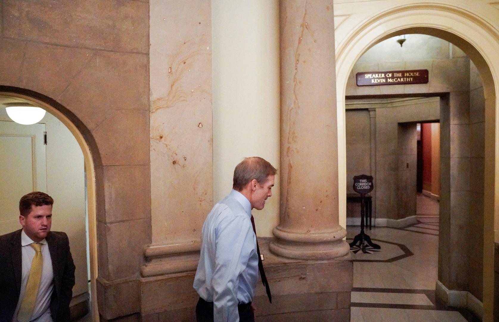 U.S. Rep. Jim Jordan (R-OH) walks to the House Speaker's office after a second round of voting for a new Speaker of the House ended with Jordan once again failing to win the Speaker's gavel at the U.S. Capitol in Washington, U.S., October 18, 2023. REUTERS/Elizabeth Frantz Photo: ELIZABETH FRANTZ/REUTERS