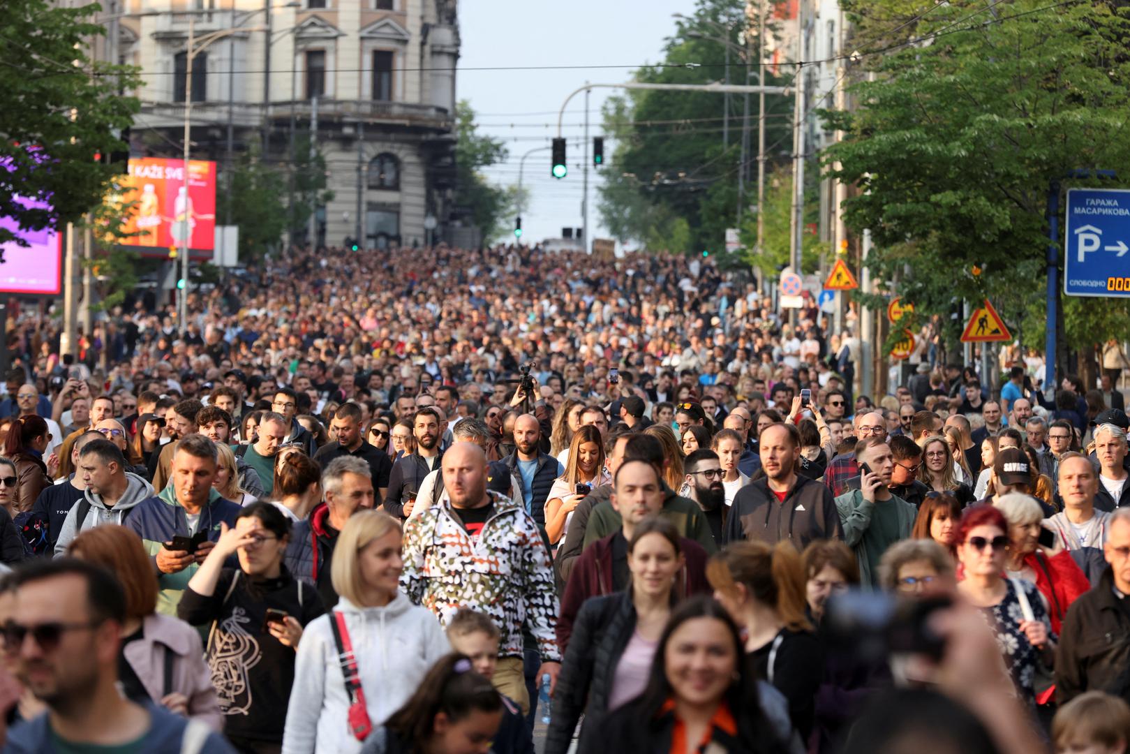 Serbia's main opposition parties protest against violence and in reaction to the two mass shootings in the same week, that have shaken the country, in Belgrade, Serbia, May 19, 2023. REUTERS/Marko Djurica Photo: MARKO DJURICA/REUTERS