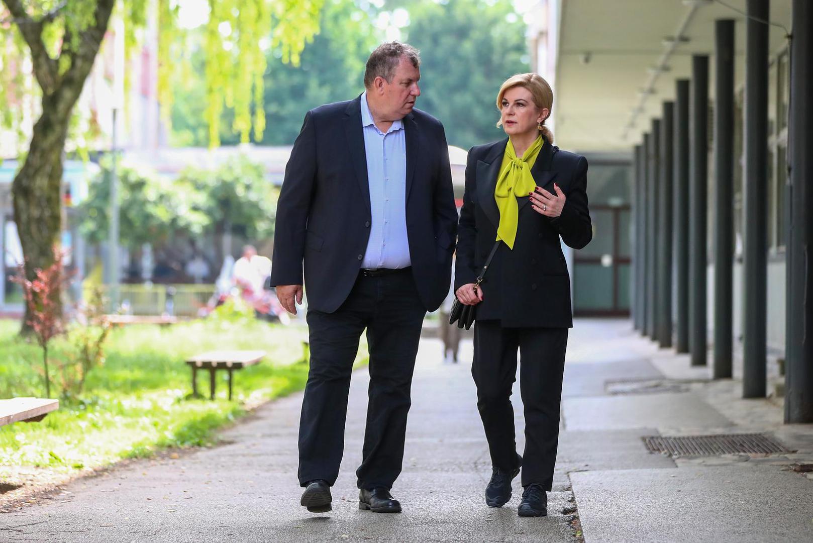 09.06.2024., Zagreb -  Na birackom mjestu br 21: Osnovna skola Matka Laginje svoju glasacku duznost obavila je Kolinda Grabar Kitarovic sa suprugom Jakovom. Photo: Matija Habljak/PIXSELL