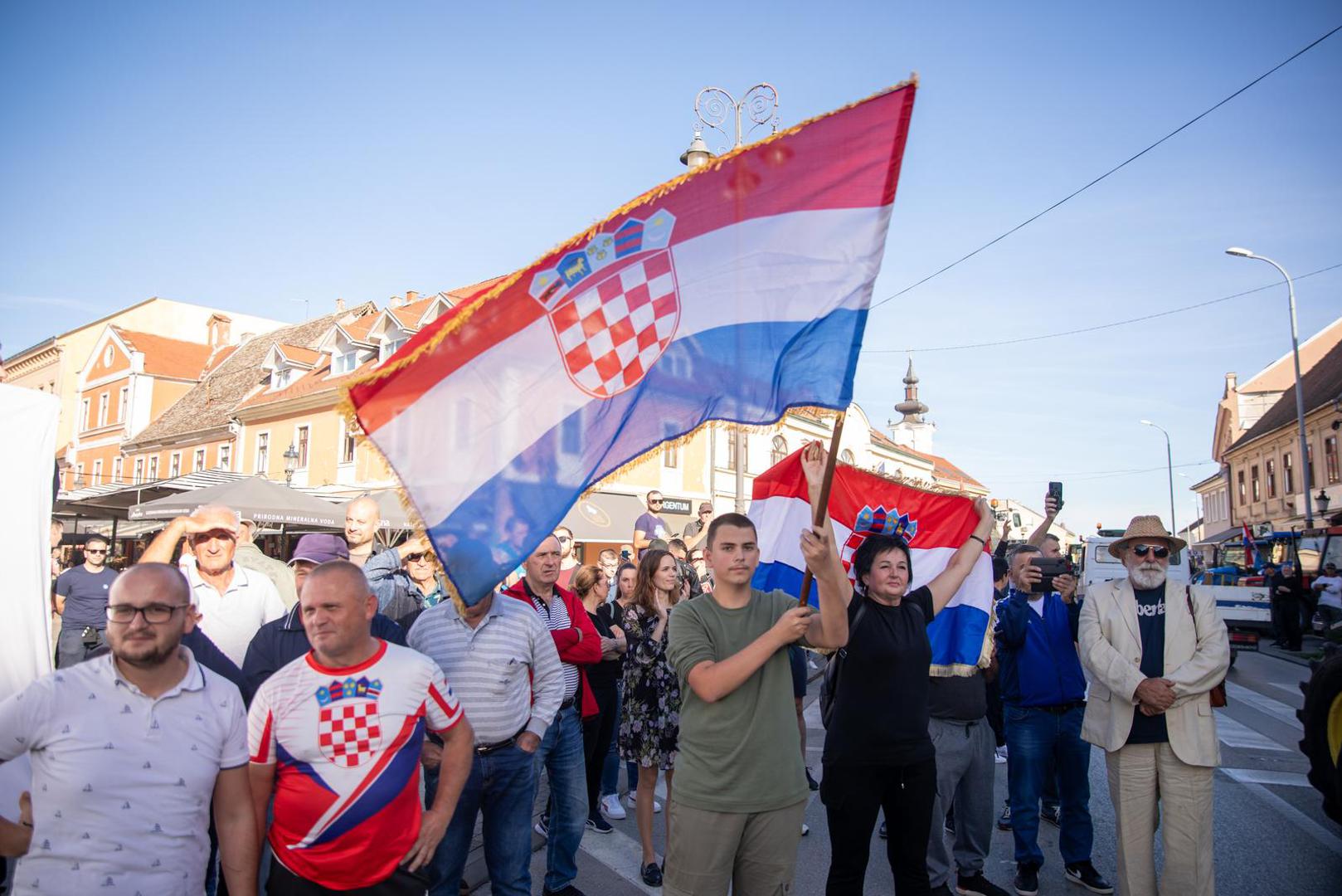 29.10.2023., Vinkovci - Prosvjed svinjogojaca u Vinkovcima zbog africke svinjske kuge. Photo: Borna Jaksic/PIXSELL