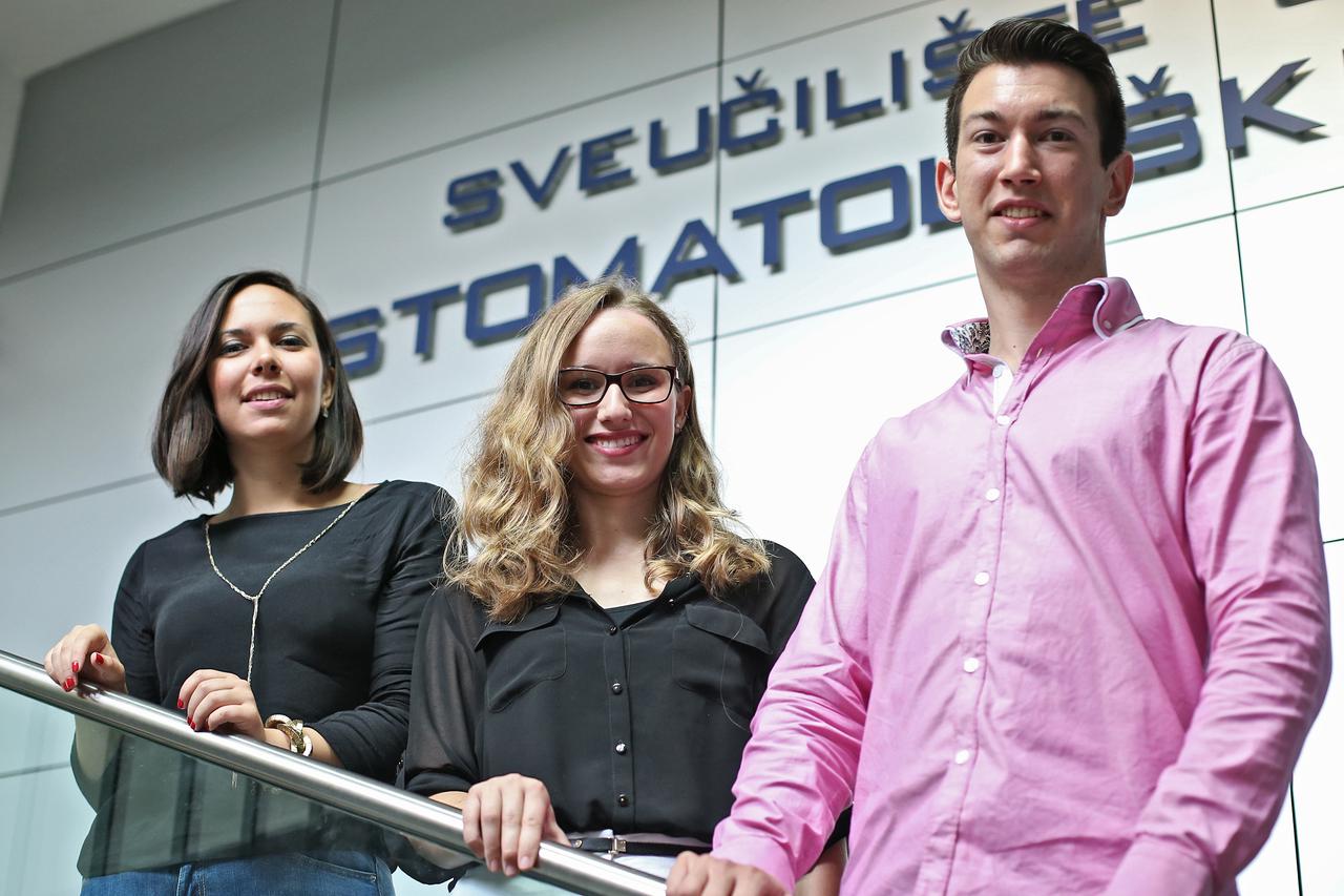 13.07.2015., Zagreb - Stomatoloski fakultet. Troje studenata koji preko ljeta idu volontirati u zemlje Treceg svijeta. Andjela Bubalo, Matea Bogdanic i Ivan Separovic. Photo: Sanjin Strukic/PIXSELL