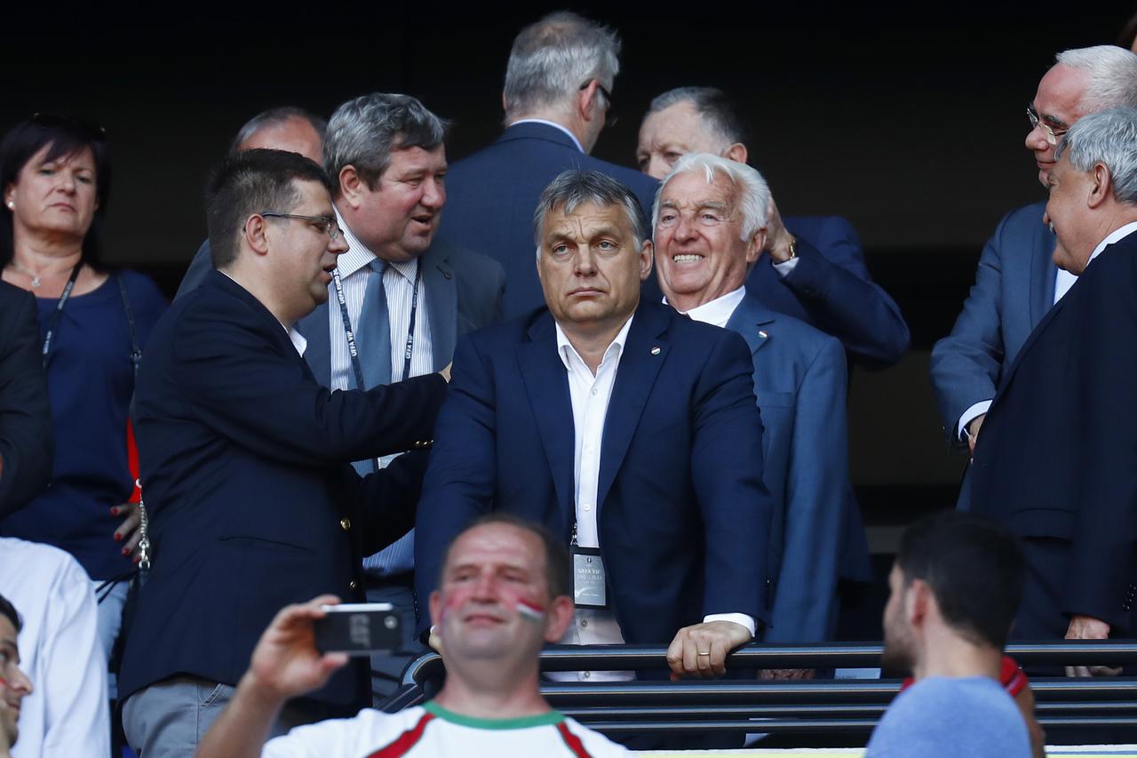 Hungary v Portugal - EURO 2016 - Group F Football Soccer - Hungary v Portugal - EURO 2016 - Group F - Stade de Lyon, Lyon, France - 22/6/16 Hungary's Prime Minister Viktor Orban in the stands REUTERS/Kai Pfaffenbach Livepic Kai Pfaffenbach