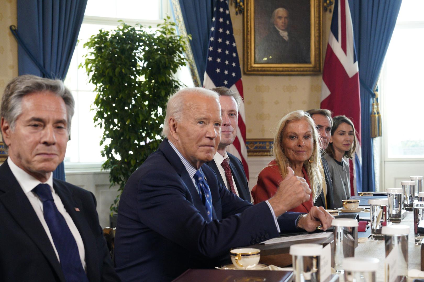 US President Joe Biden meets with British Prime Minister Keir Starmer in the Blue Room at the White House in Washington on Friday, September 13, 2024.           Photo by Yuri Gripas/UPI Photo via Newscom Photo: Yuri Gripas/NEWSCOM