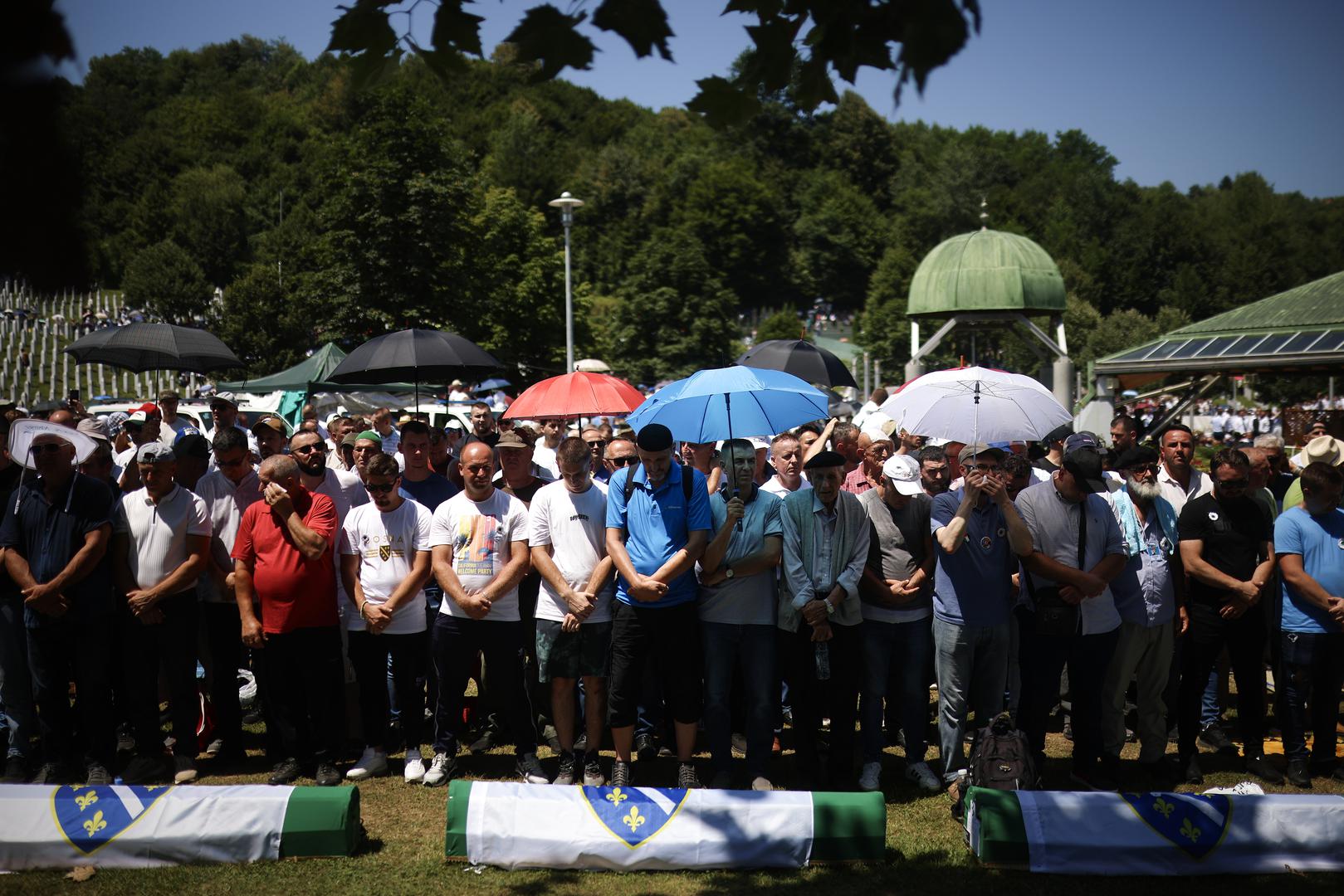 11.07.2024., Potocari, Bosna i Hercegovina - U Memorijalnom centru Srebrenica-Potocari obiljezena 29. godisnjica genocida nad Bosnjacima "Sigurne zone UN-a" Srebrenica, te je klanjana dzenaza i obavljen ukop za 14 nevinih zrtava genocida u Srebrenici. Photo: Armin Durgut/PIXSELL