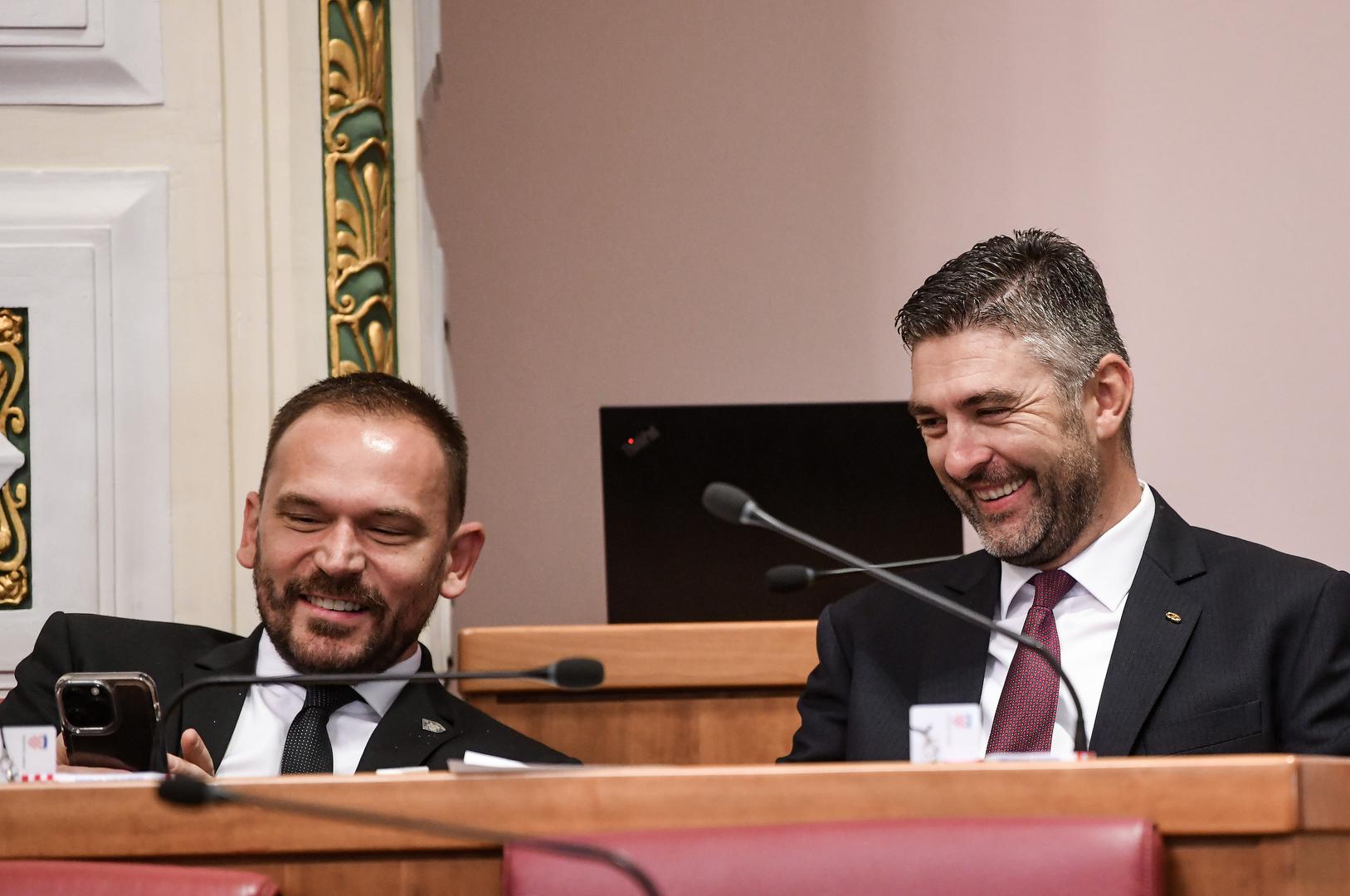 22.07.2023., Zagreb - Drugi dan izvanredne sjednica Sabora na temu plinske afere u HEP-u. Kresimir Ackar, Mato Frankovic Photo: Josip Regovic/PIXSELL