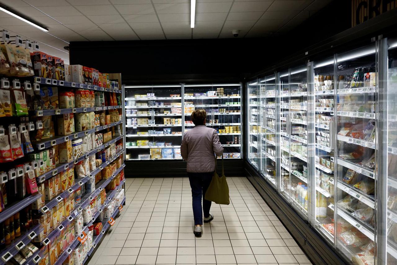 Customers shop in a supermarket in Chanverrie