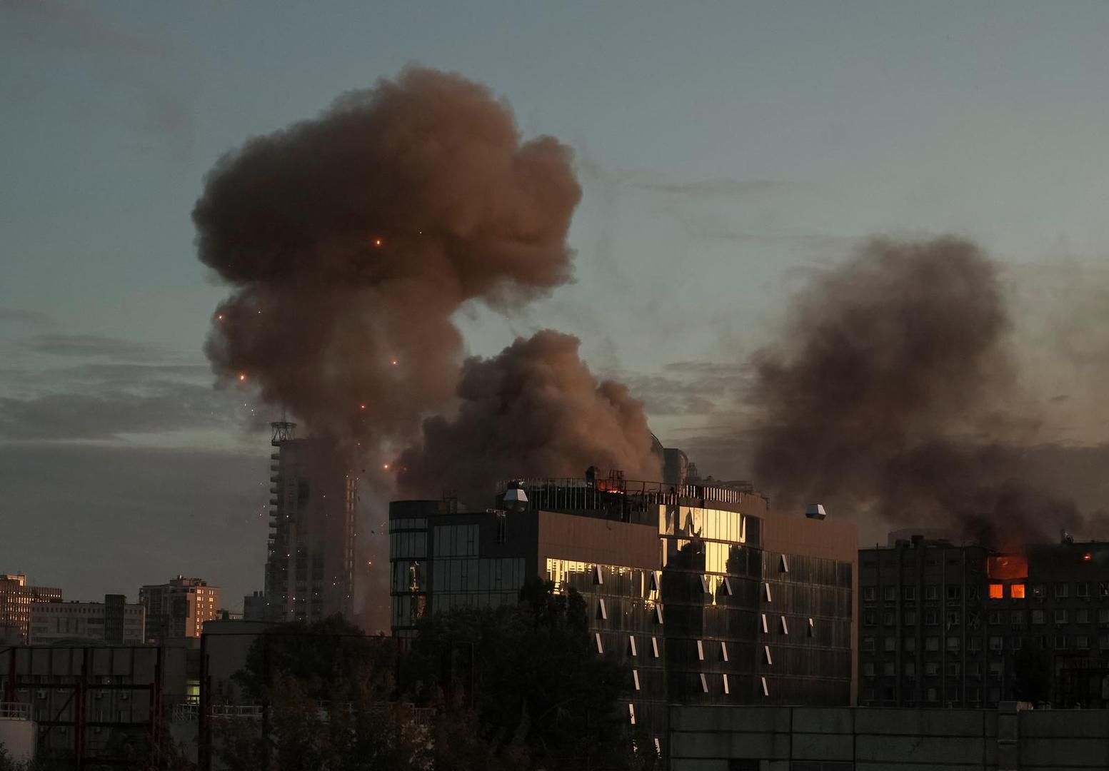 Smoke rises after a Russian drones strike, which local authorities consider to be Iranian made unmanned aerial vehicles (UAVs) Shahed-136, amid Russia's attack on Ukraine, in Kyiv, Ukraine October 17, 2022. REUTERS/Gleb Garanich Photo: GLEB GARANICH/REUTERS