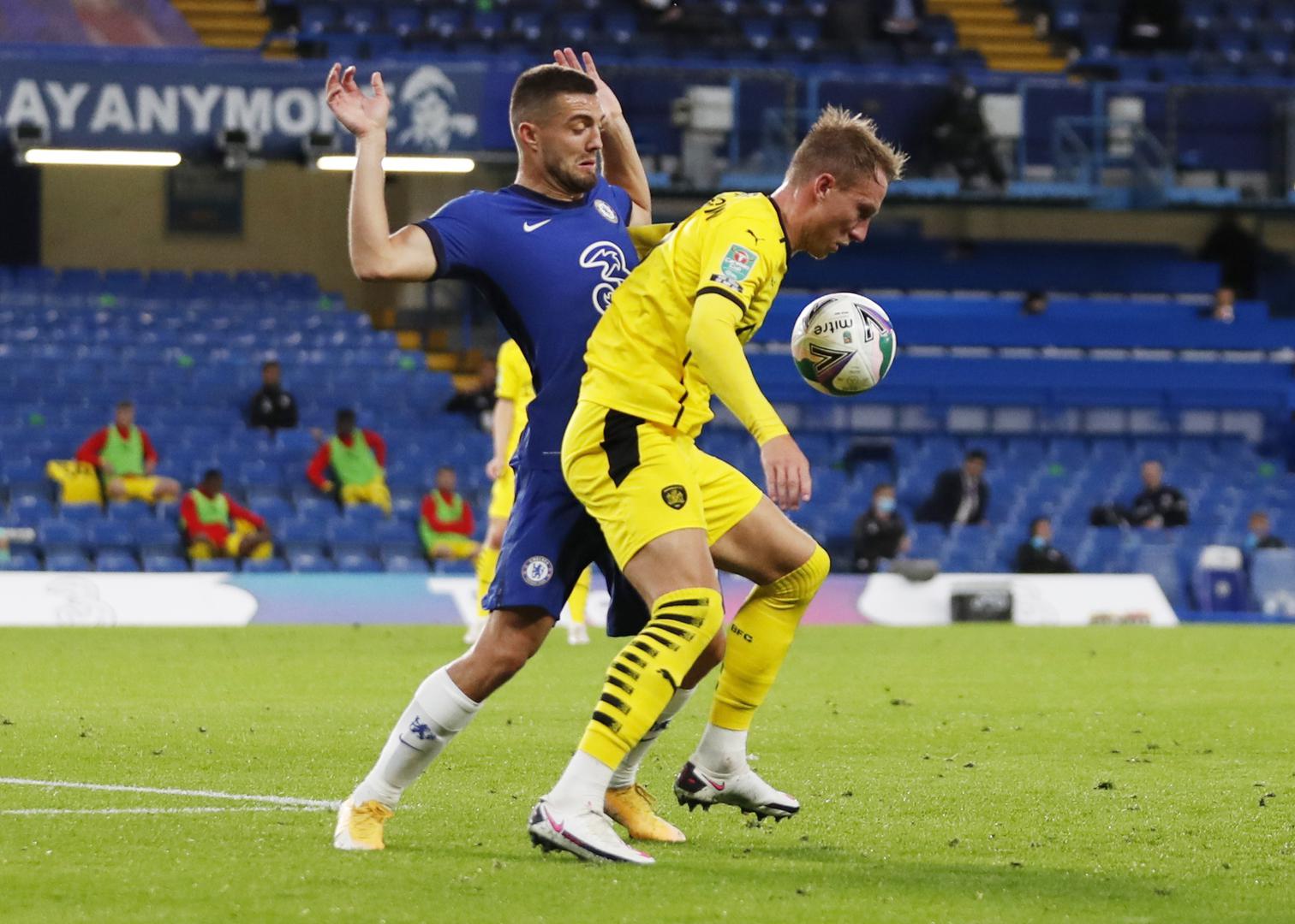 Carabao Cup Third Round - Chelsea v Barnsley Soccer Football - Carabao Cup Third Round - Chelsea v Barnsley - Stamford Bridge, London, Britain - September 23, 2020 Chelsea's Mateo Kovacic in action Pool via REUTERS/Alastair Grant EDITORIAL USE ONLY. No use with unauthorized audio, video, data, fixture lists, club/league logos or 'live' services. Online in-match use limited to 75 images, no video emulation. No use in betting, games or single club/league/player publications.  Please contact your account representative for further details. ALASTAIR GRANT