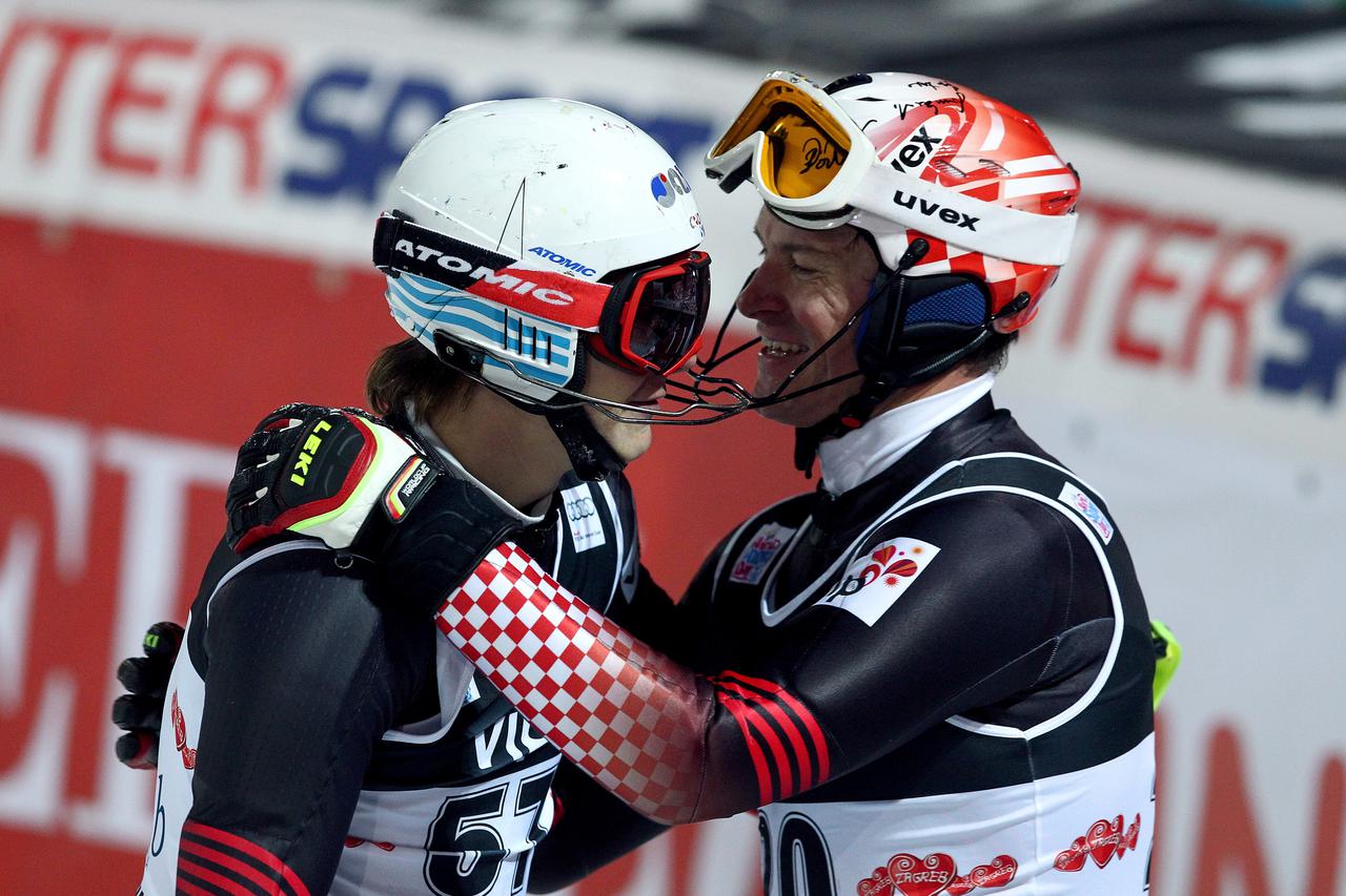 06.01.2015., Sljeme, Zagreb - VIP Snow Queen Trophy, muska utrka Snjezne kraljice. Ivica Kostelic i Filip Zubcic Photo: Zeljko Lukunic/PIXSELL