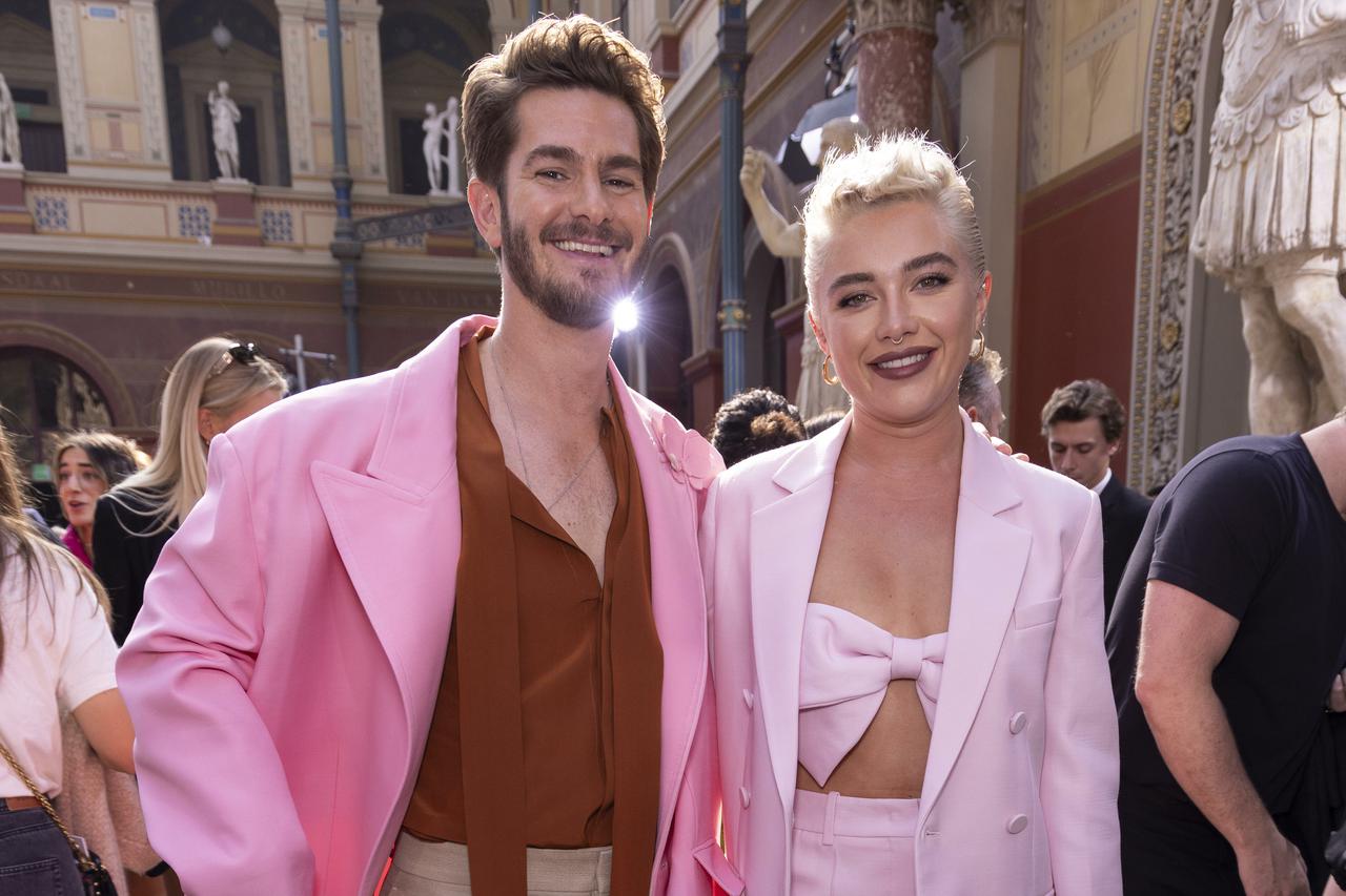 Andrew Garfield and Florence Pugh attends VALENTINO Spring/Summer 2024 Runway during Paris Fashion Week - Paris; France 01/10/2023