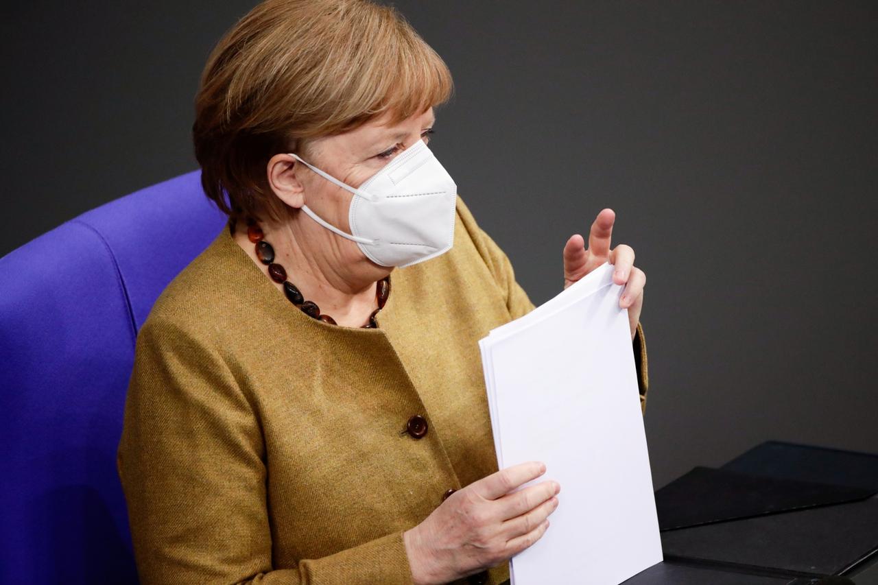 German Chancellor Merkel speaks on government's response to COVID-19 pandemic, in Berlin