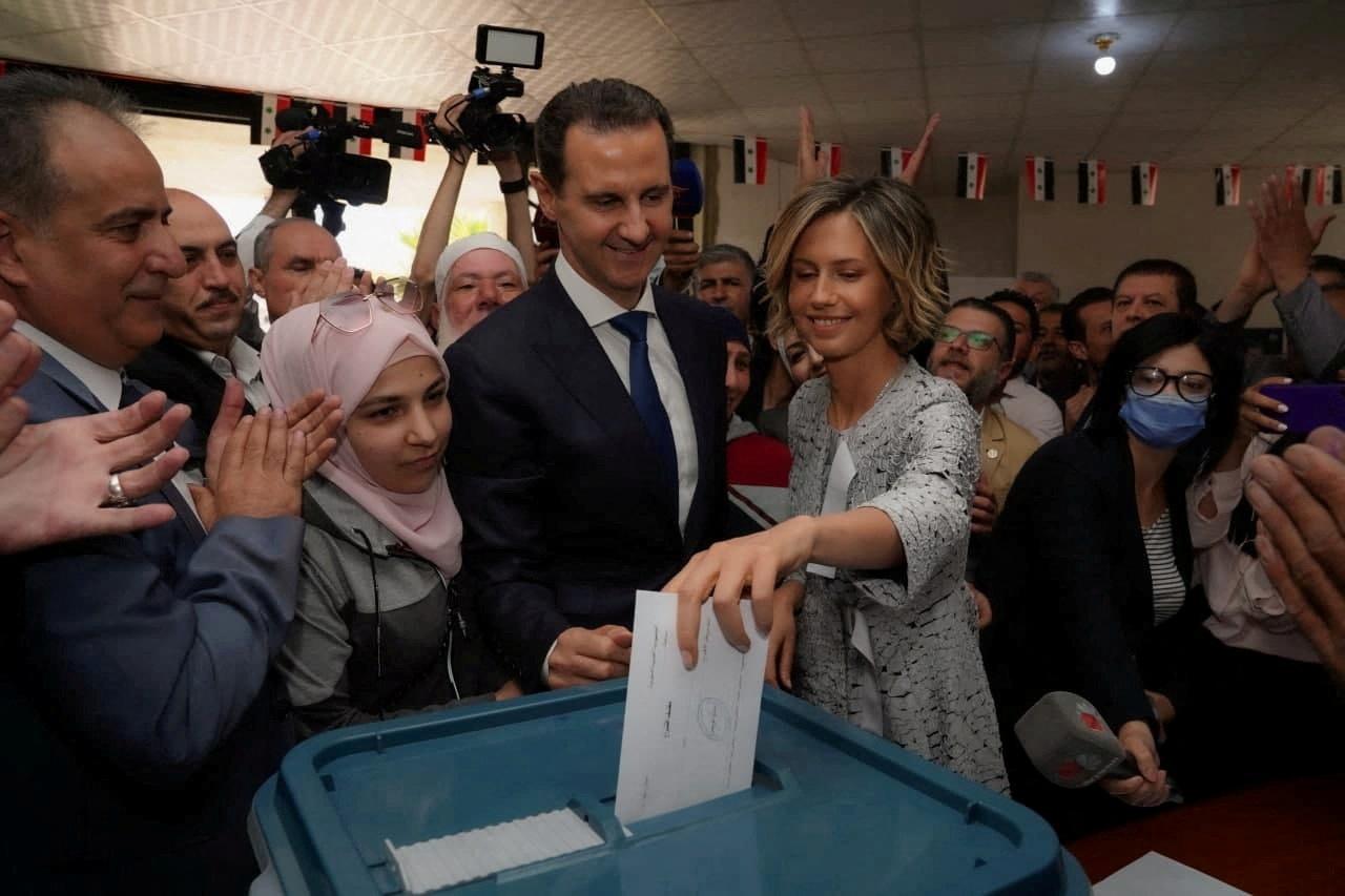 FILE PHOTO: Asma al-Assad, wife of Syria's President Bashar al-Assad, casts her vote during the country's presidential elections in Douma, Syria