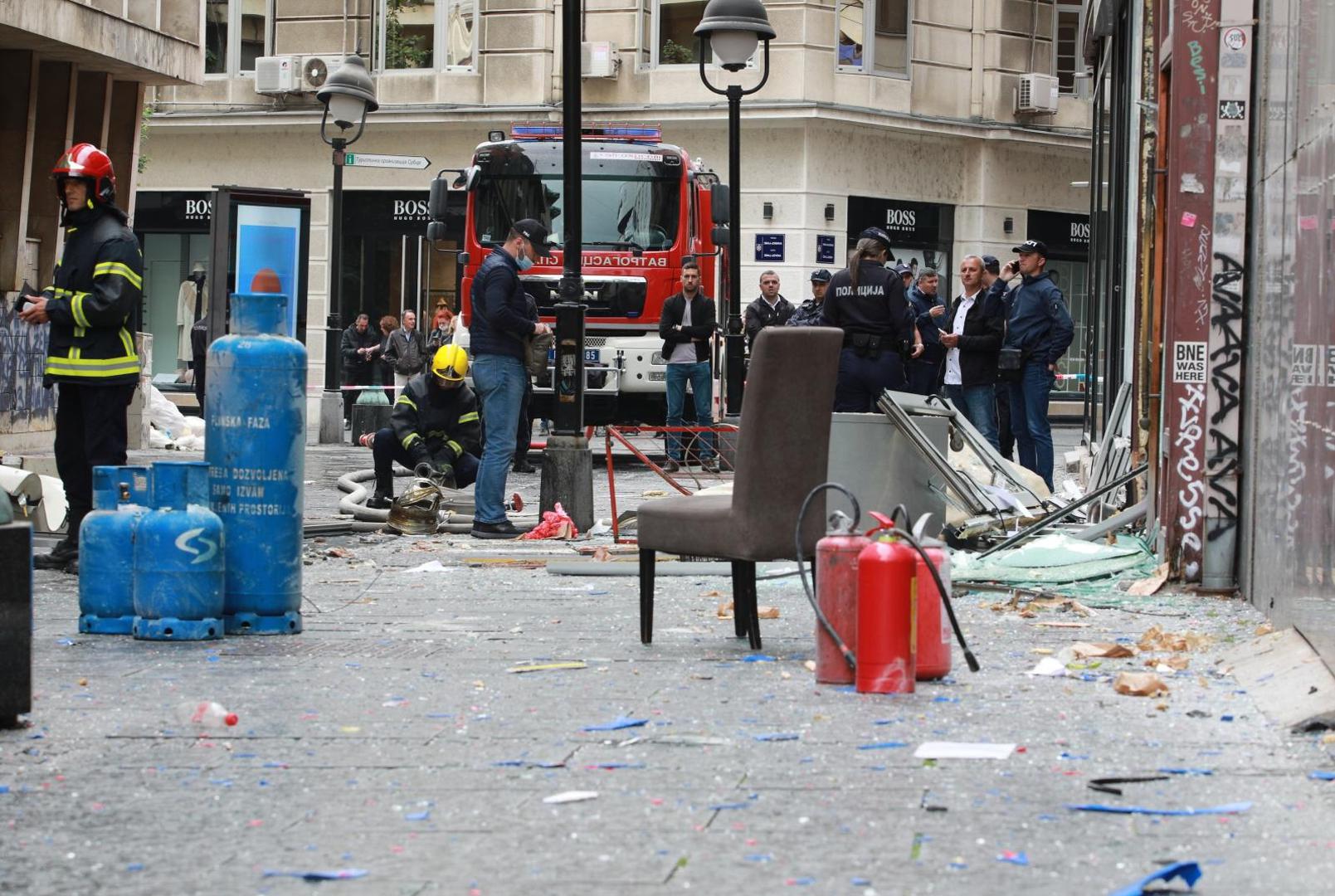 31, May, 2021, Belgrade - A gas cylinder exploded this morning in Cika Ljubina Street in the very center of Belgrade, and then a fire broke out. Photo: Milos Tesic/ATAImages

31, maj, 2021, Beograd  - U Cika Ljubinoj ulici u samom centru Beograda jutros se dogodila eksplozija plinske boce, a zatim je izbio pozar. Photo: Milos Tesic/ATAImages