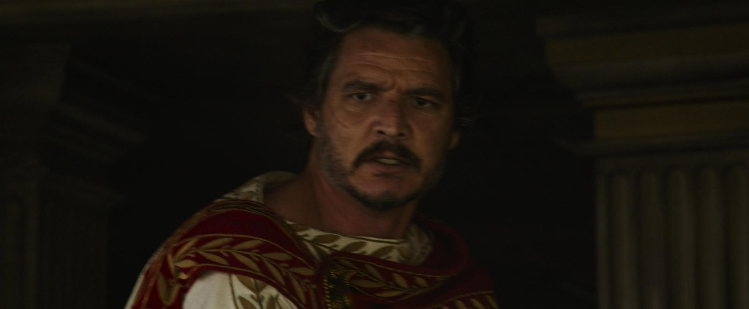 Los Angeles.CA.USA.   Pedro Pascal   in a scene in (C) Paramount Pictures, Gladiator II (2024). Director:Ridley Scott Source: Gladiator  Plot: Set about 20 years after the events from Gladiator, Lucius Verus was once the imperial heir of Rome but is now living in obscurity outside the empire in North Africa. He is captured and becomes a gladiator, fighting against the Roman emperors Caracalla and Geta.  Ref:LMK110-100724-002 Supplied by LMKMEDIA. Editorial Only. Landmark Media is not the copyright owner of these Film or TV stills but provides a service only for recognised Media outlets. pictures@lmkmedia.com Photo: Supplied by LMK / ipa-agency.net/IPA